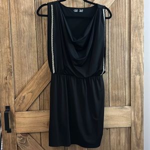 Black cocktail dress with rhinestones